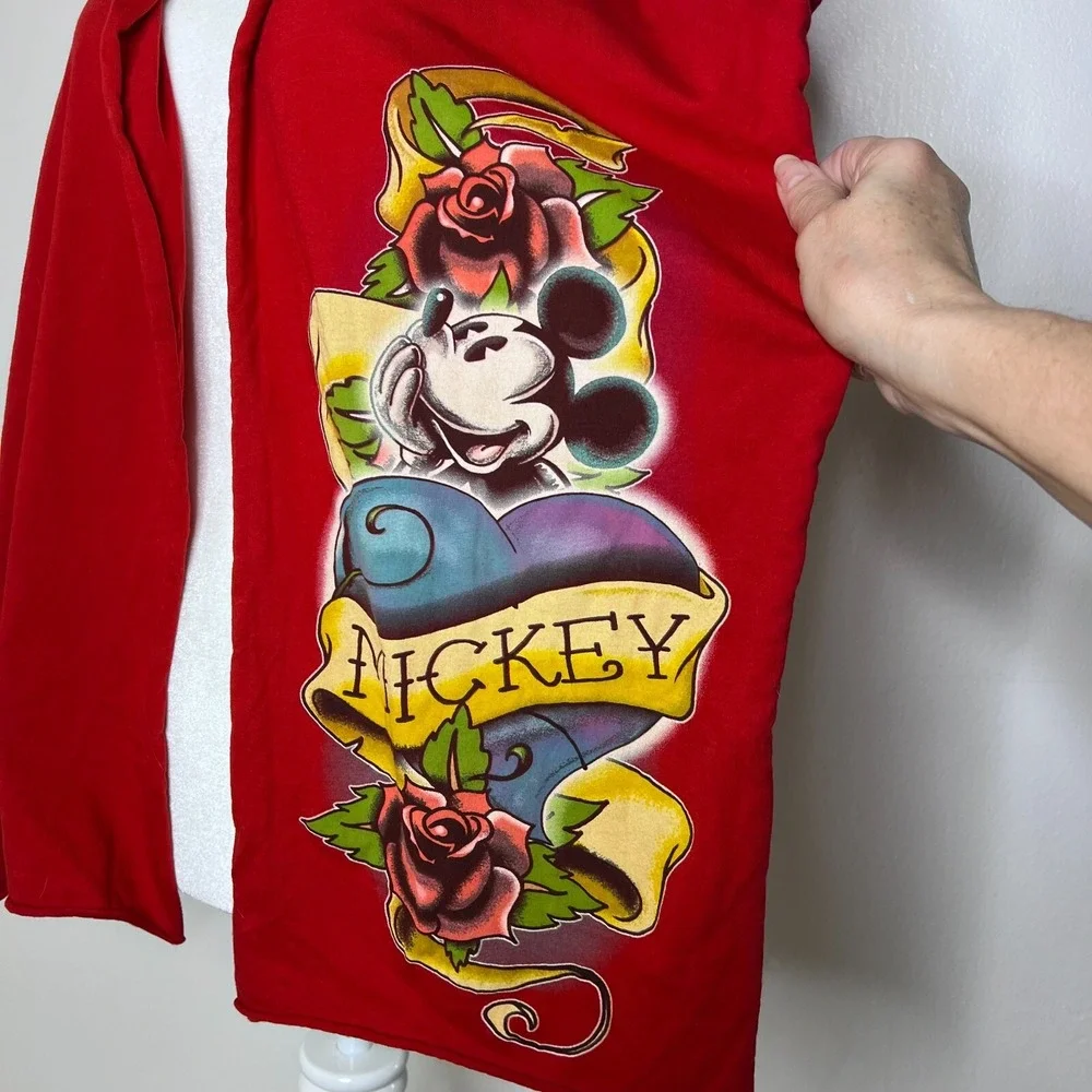 Disneyland Resort‎ Red Scarf Wrap 12x72 Cotton Mickey Grunge Tattoo Indie Y2K